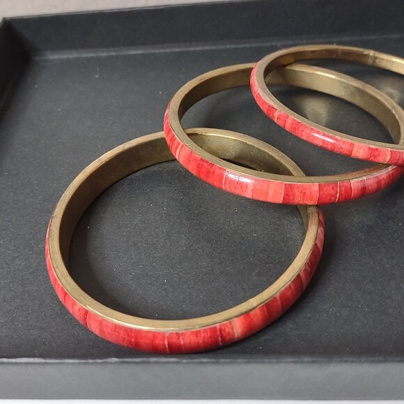 Set Of 3 Vintage 8 Inch Red Bangles - Picture 7 of 9